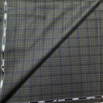 SPAADA WOOL BLENDED  GREEN CHECKS SUITING