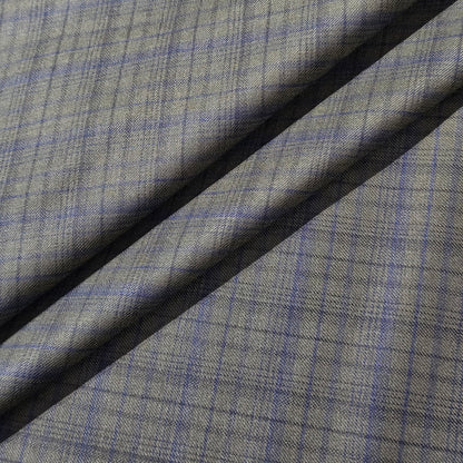 SPAADA WOOL BLENDED  GREEN CHECKS SUITING