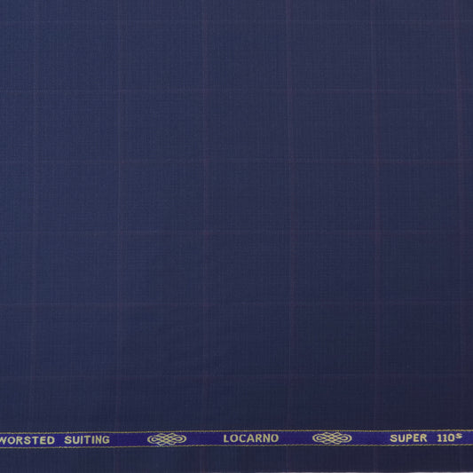 SPAADAA BLUE WOOL BLENDED CHECKS SUITING