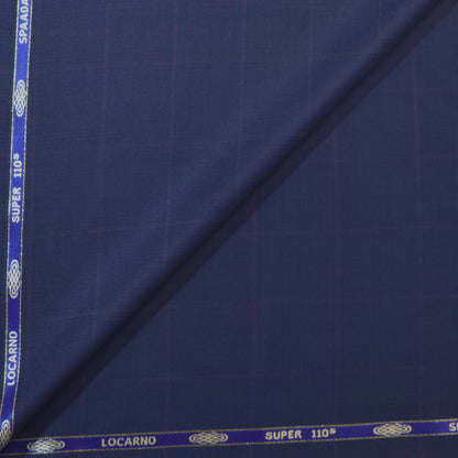 SPAADAA BLUE WOOL BLENDED CHECKS SUITING