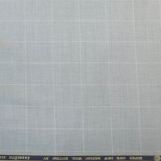 ABSOLUTO ELITE GREY CHECKS WOOL BLENDED SUITING