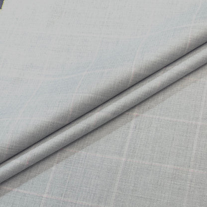 ABSOLUTO ELITE GREY CHECKS WOOL BLENDED SUITING