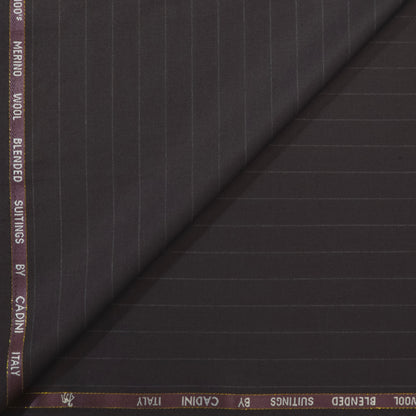 SIYARAMS CADINI BROWN STRIPE WOOL BLENDED SUITING