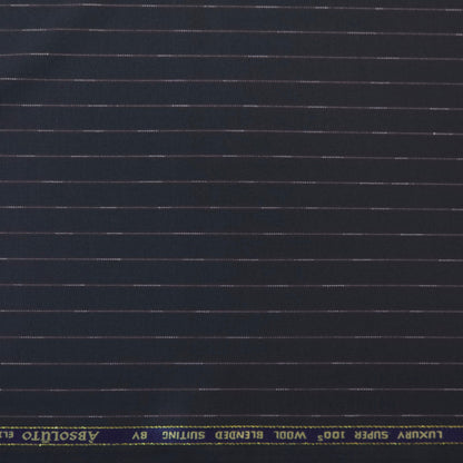 ABSOLUTO BLACK STRIPE WOOL BLENDED SUITING