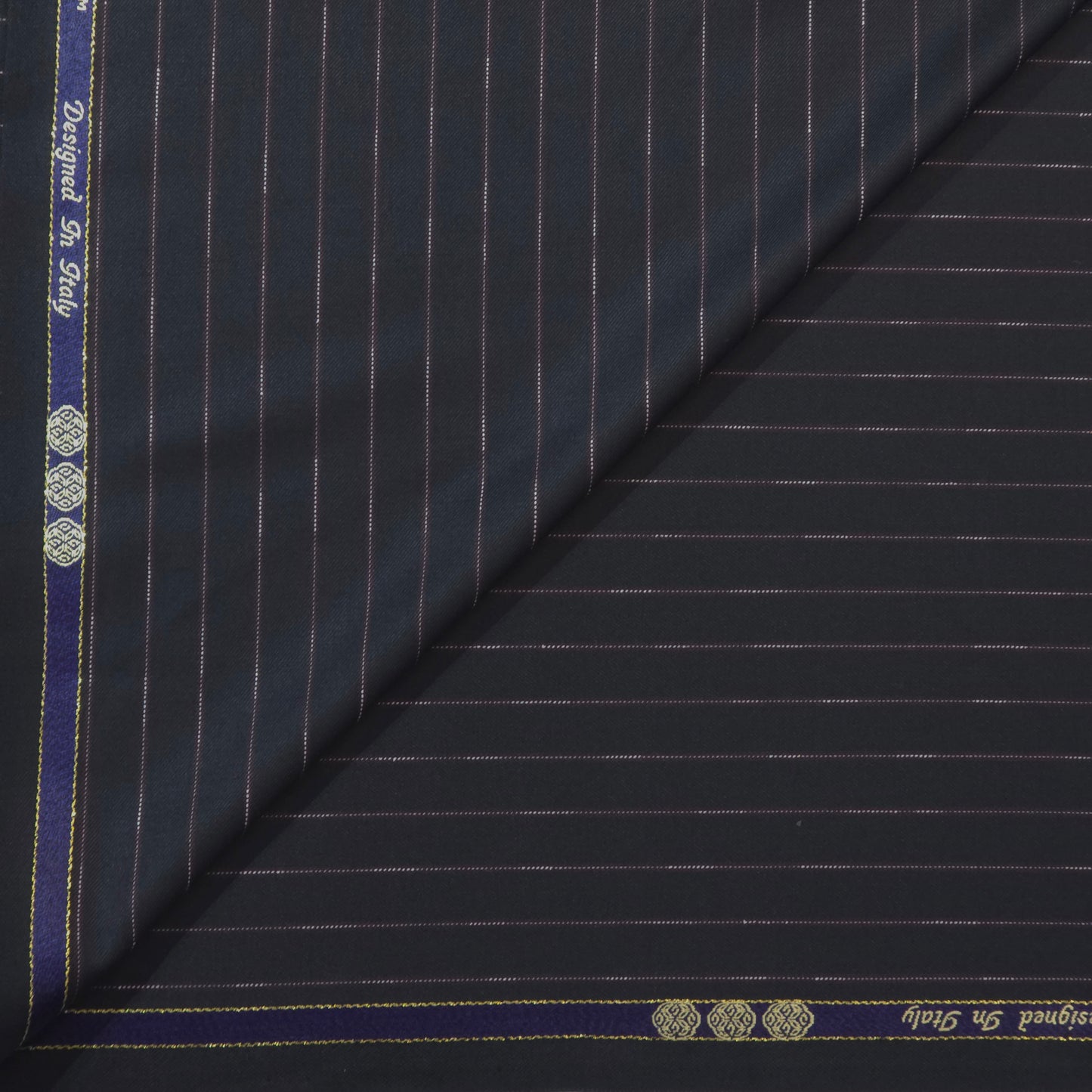 ABSOLUTO BLACK STRIPE WOOL BLENDED SUITING