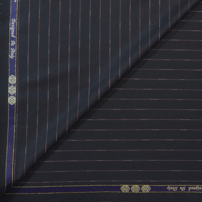 ABSOLUTO BLACK STRIPE WOOL BLENDED SUITING