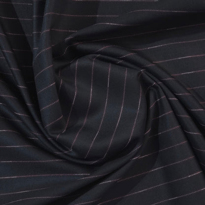 ABSOLUTO BLACK STRIPE WOOL BLENDED SUITING