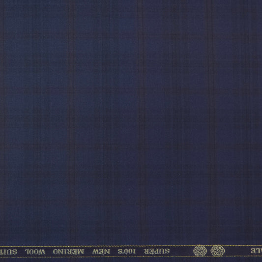 ABSOLUTO NAVY BLUE CHECKS WOOL BLENDED SUITING