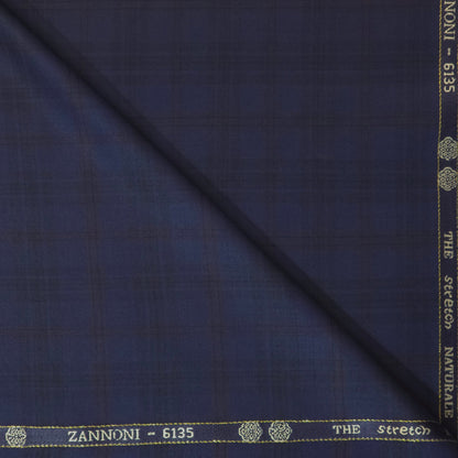 ABSOLUTO NAVY BLUE CHECKS WOOL BLENDED SUITING