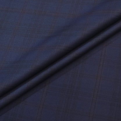 ABSOLUTO NAVY BLUE CHECKS WOOL BLENDED SUITING