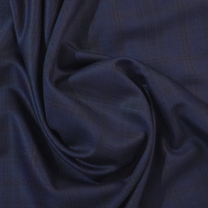 ABSOLUTO NAVY BLUE CHECKS WOOL BLENDED SUITING