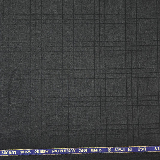 D&J BLACK CHECK WOOL BLENDED SUITING