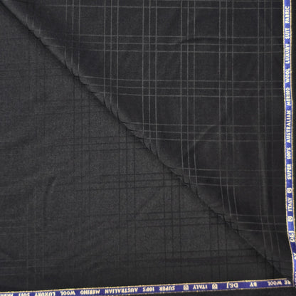 D&J BLACK CHECK WOOL BLENDED SUITING