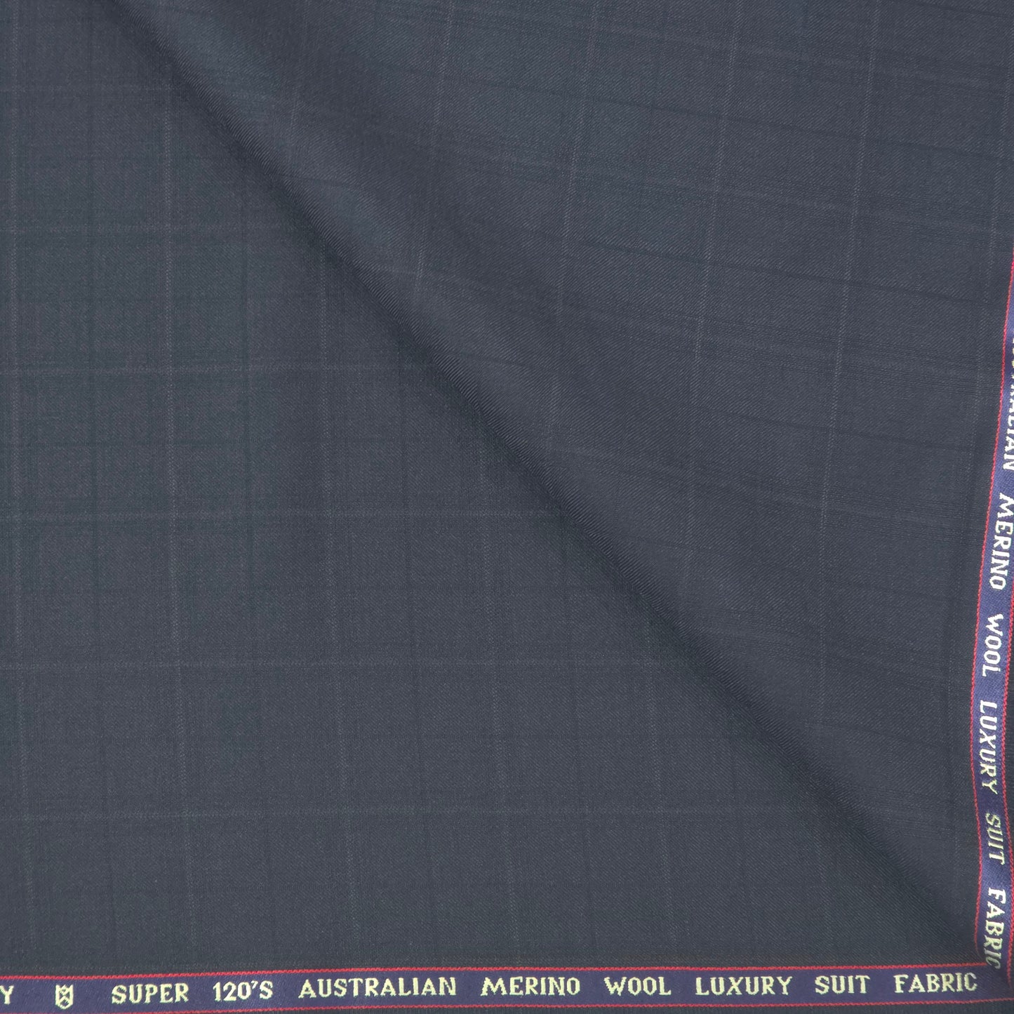 D&J NAVY BLUE CHECKS WOOL BLENDED SUIT LENGTH