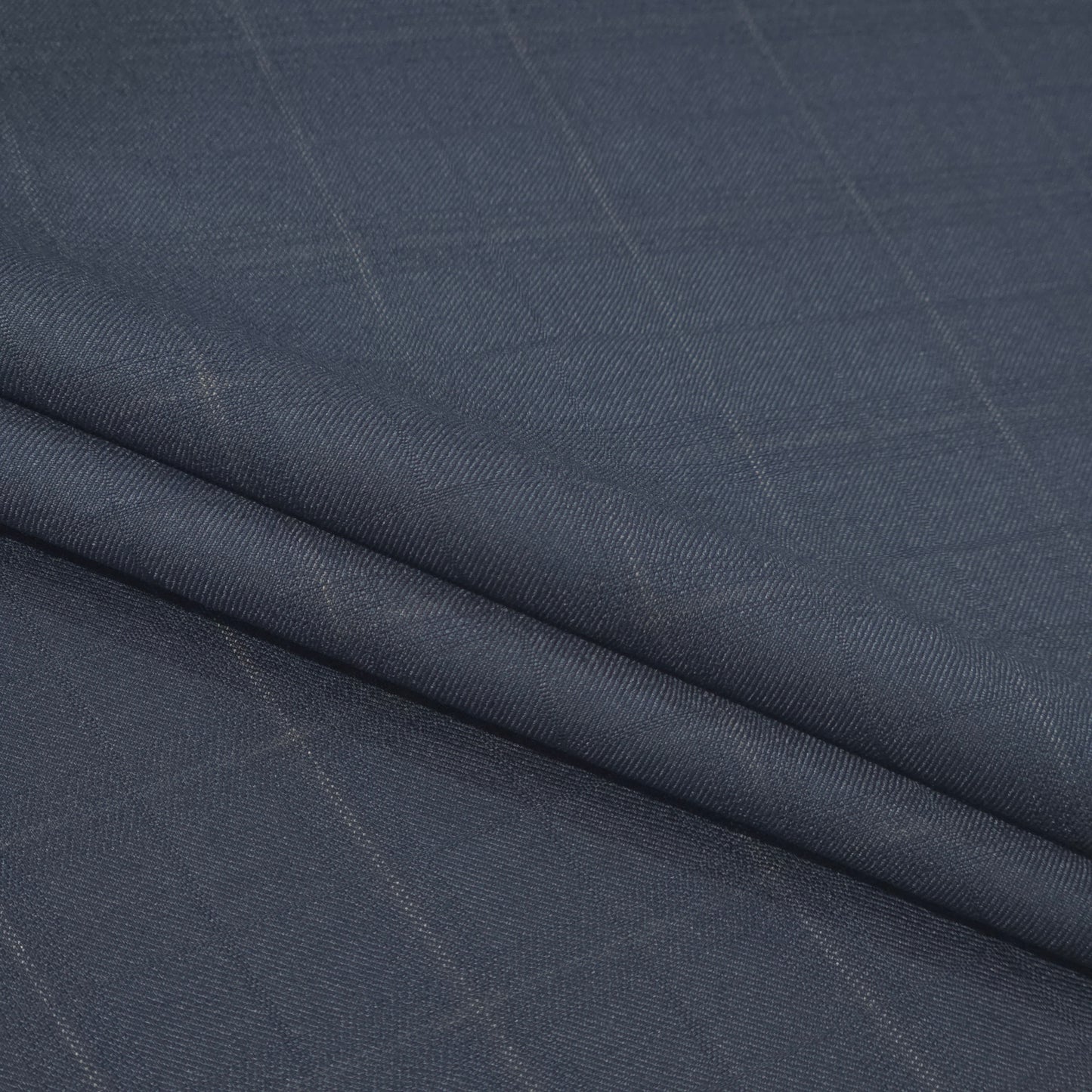 D&J NAVY BLUE CHECKS WOOL BLENDED SUIT LENGTH