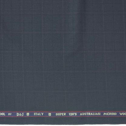 D&J NAVY BLUE CHECKS WOOL BLENDED SUIT LENGTH