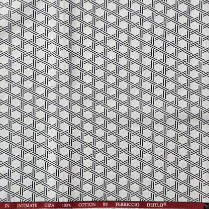 FERRICCIO DEITLO WHITE WITH BLACK PRINT SHIRTING
