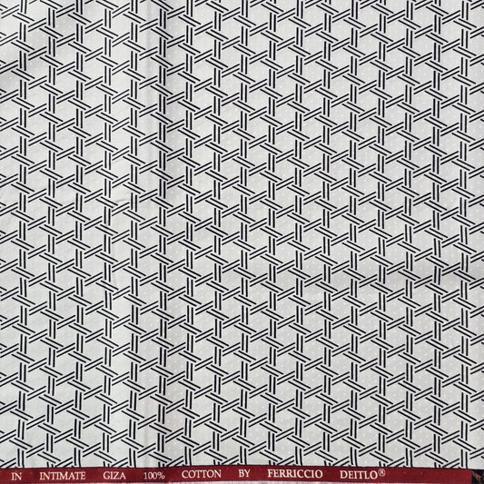 FERRICCIO DEITLO WHITE WITH BLACK PRINT SHIRTING