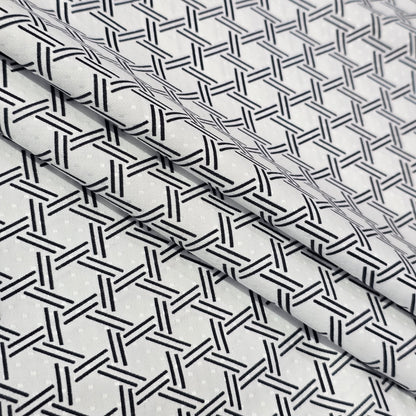 FERRICCIO DEITLO WHITE WITH BLACK PRINT SHIRTING