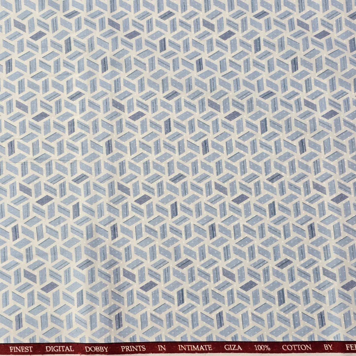 FERRICCIO DEITLO WHITE WITH SKY BLUE PRINT SHIRTING