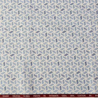 FERRICCIO DEITLO WHITE WITH SKY BLUE PRINT SHIRTING