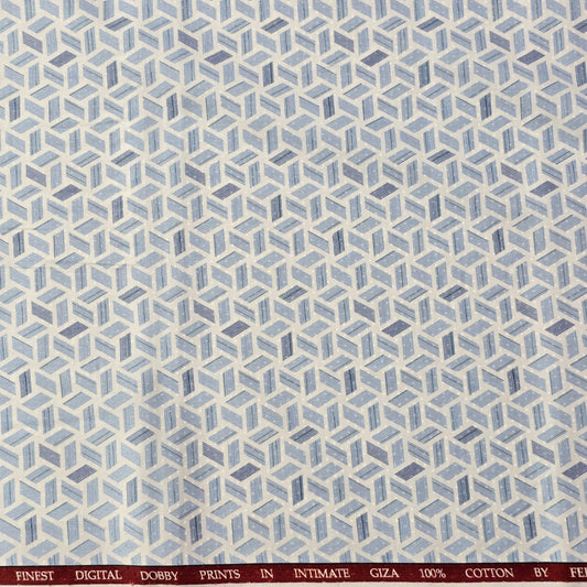 FERRICCIO DEITLO WHITE WITH SKY BLUE PRINT SHIRTING