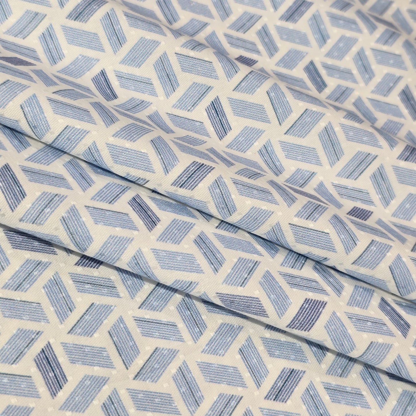 FERRICCIO DEITLO WHITE WITH SKY BLUE PRINT SHIRTING