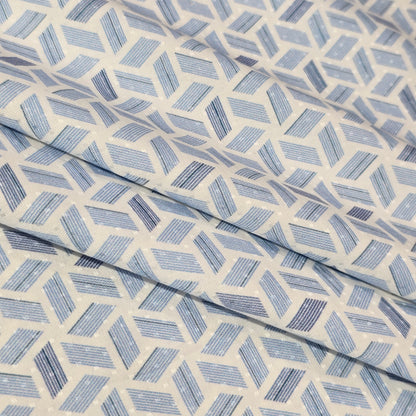 FERRICCIO DEITLO WHITE WITH SKY BLUE PRINT SHIRTING