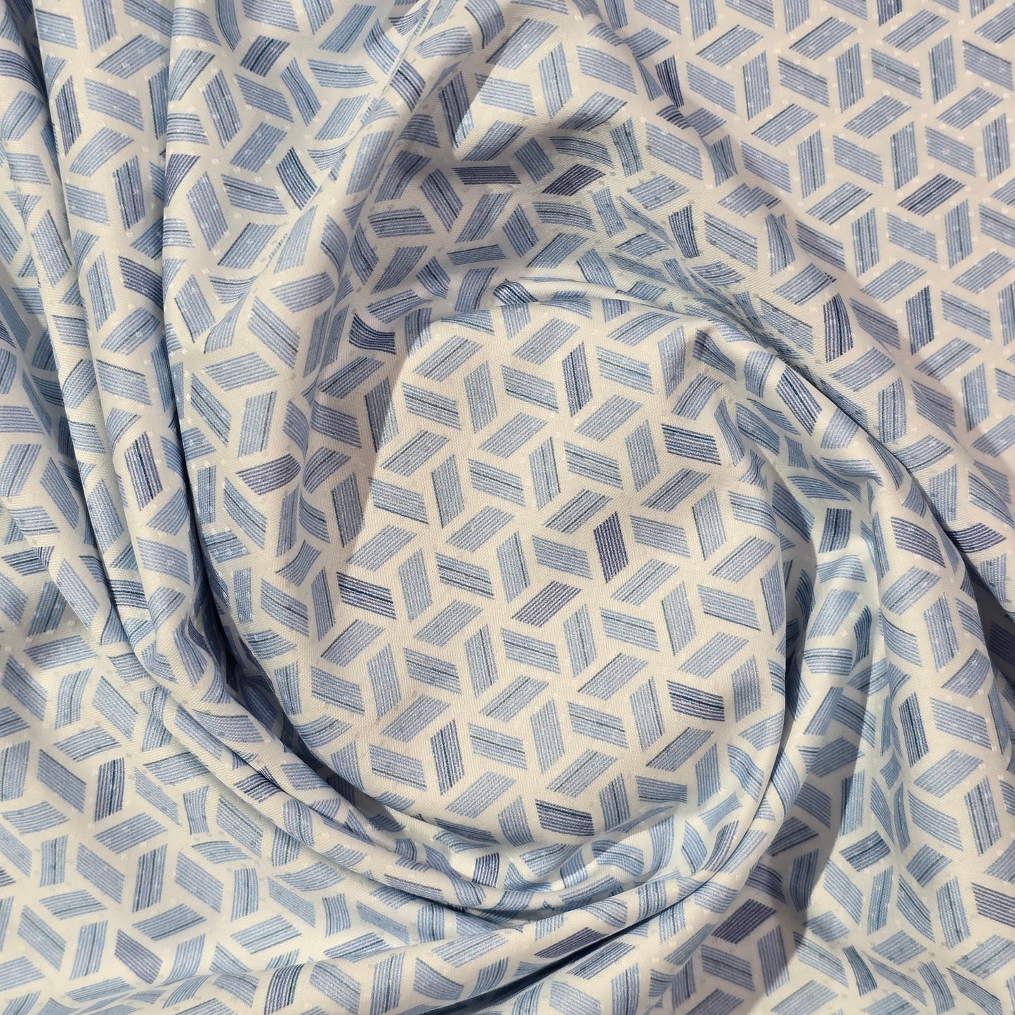 FERRICCIO DEITLO WHITE WITH SKY BLUE PRINT SHIRTING