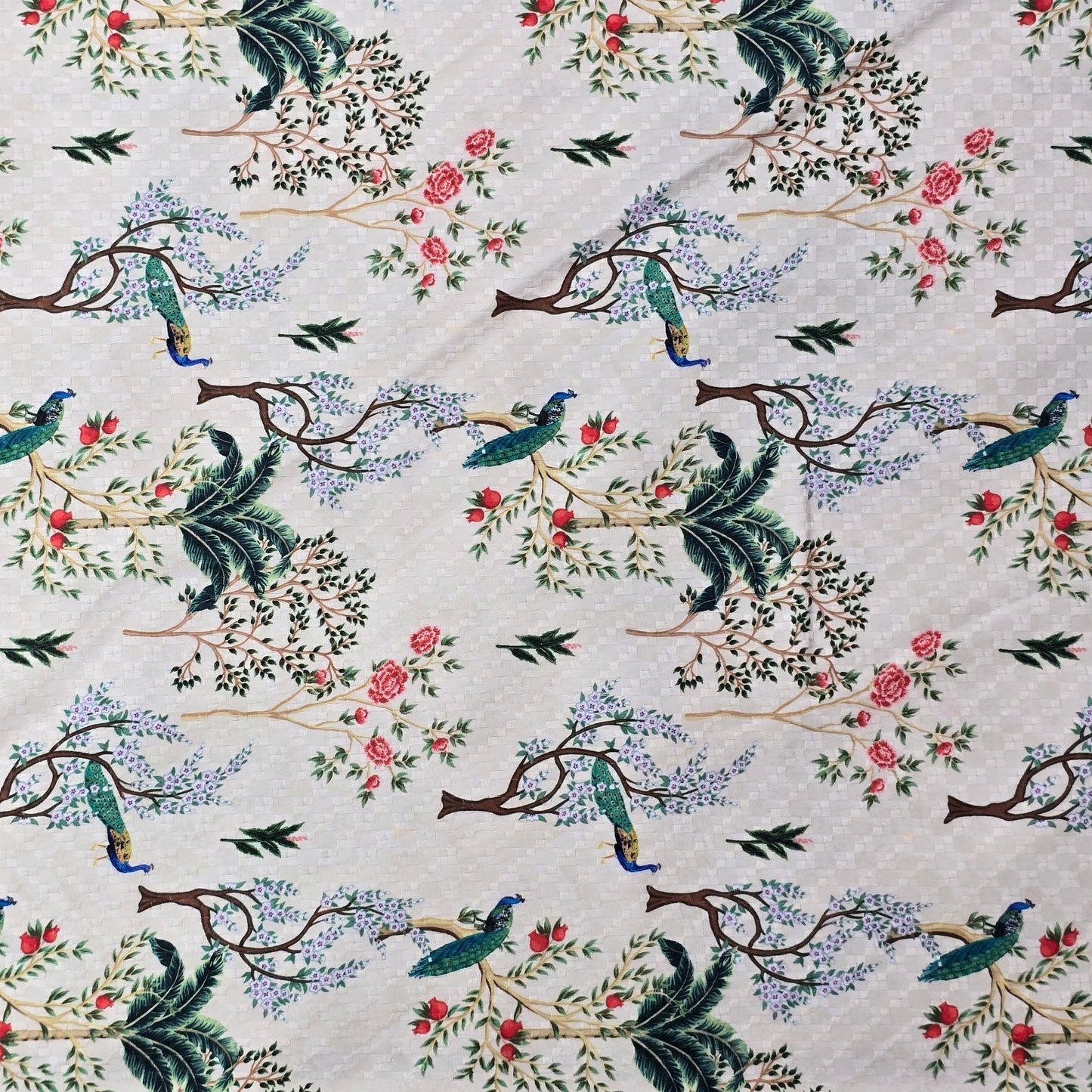 NEMSSIS PEACH PRINTED PURE COTTON  KURTA FABRIC