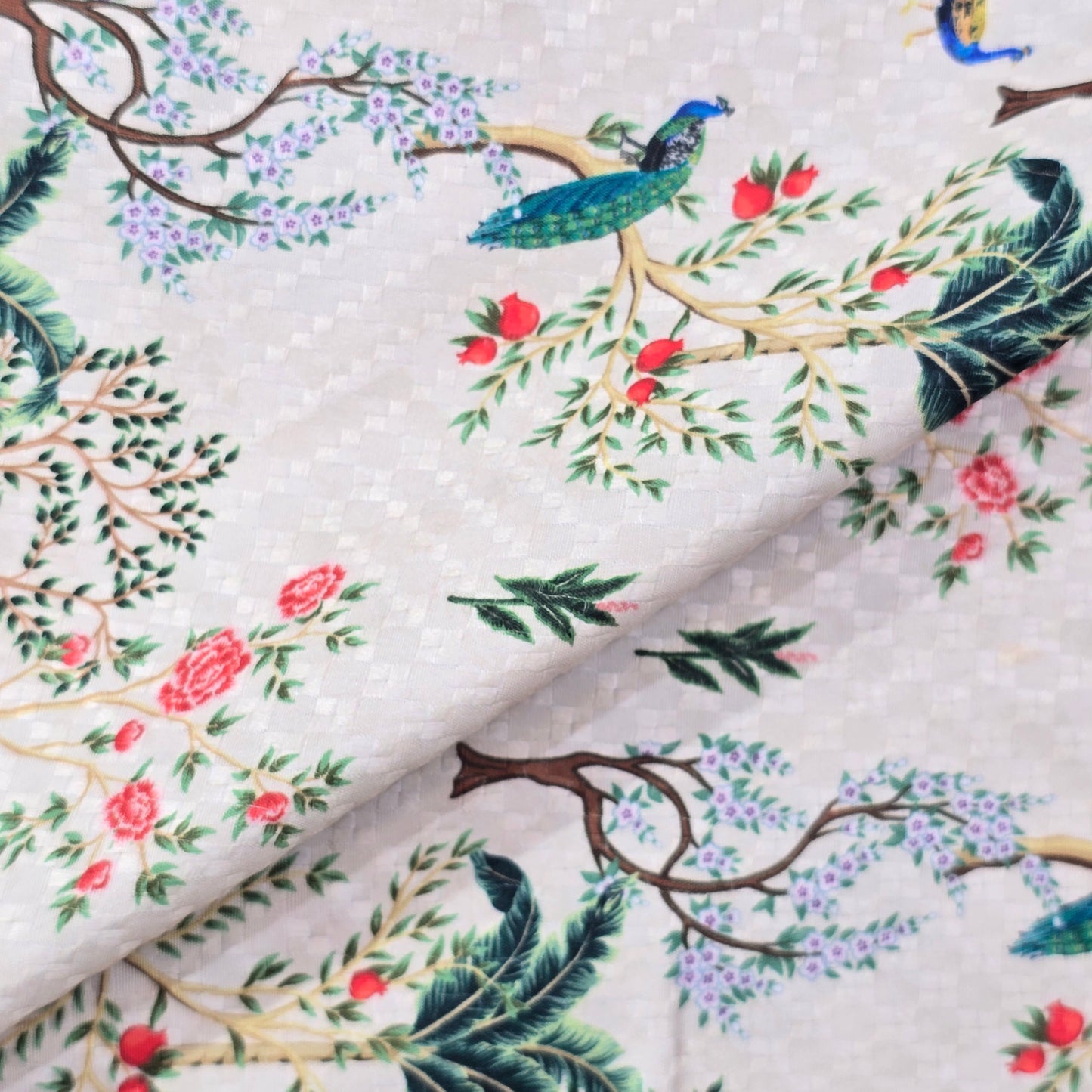 NEMSSIS PEACH PRINTED PURE COTTON  KURTA FABRIC