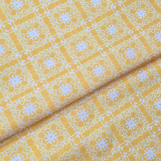 NEMSSIS YELLOW FANCY PRINTED TERI COTTON SHIRTING