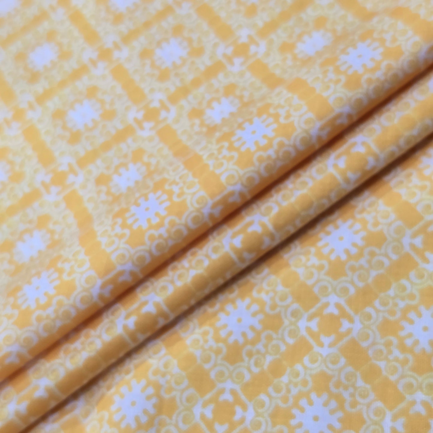 NEMSSIS YELLOW FANCY PRINTED TERI COTTON SHIRTING