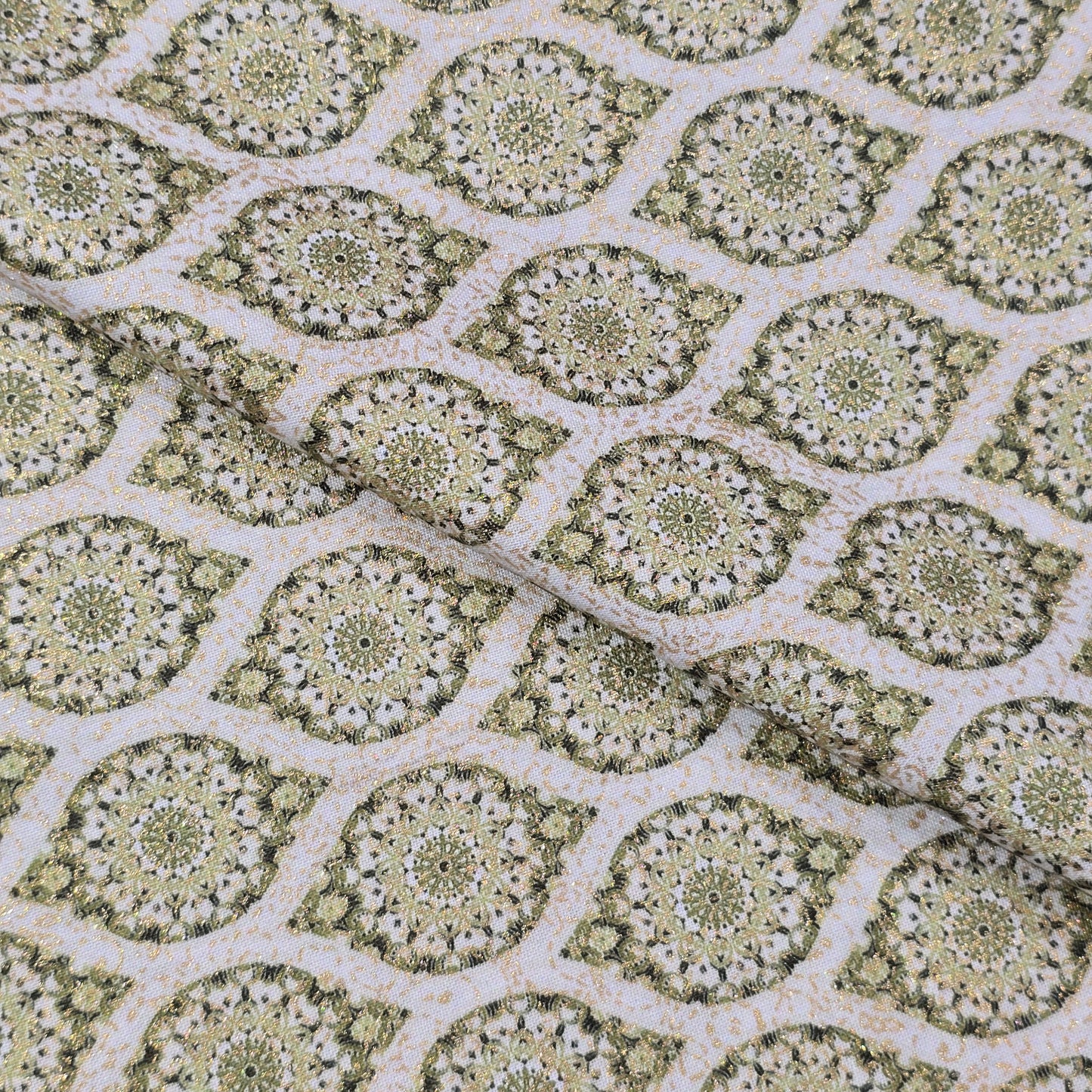 NEMSSIS GREEN FANCY PRINTED TERRY COTTON SHIRTING