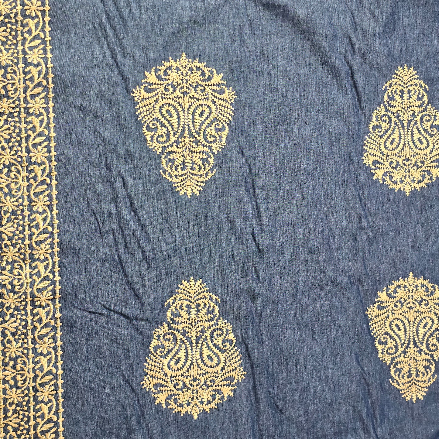 NEMSSIS BLUE EMBROIDERED KURTA FABRIC