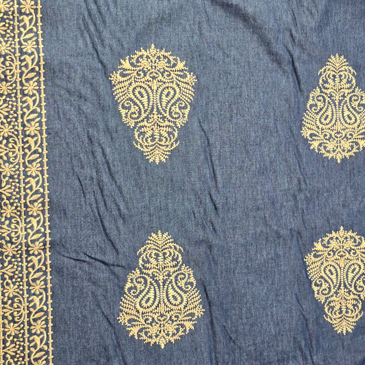 NEMSSIS BLUE EMBROIDERED KURTA FABRIC