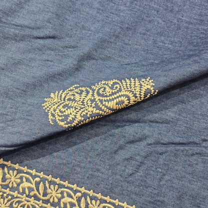 NEMSSIS BLUE EMBROIDERED KURTA FABRIC