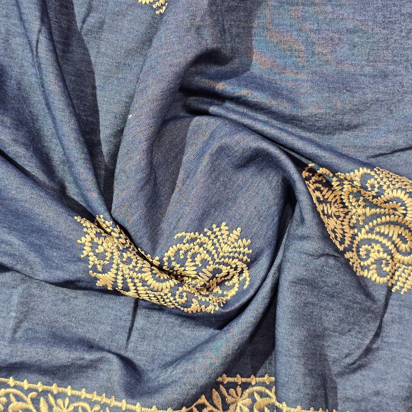 NEMSSIS BLUE EMBROIDERED KURTA FABRIC