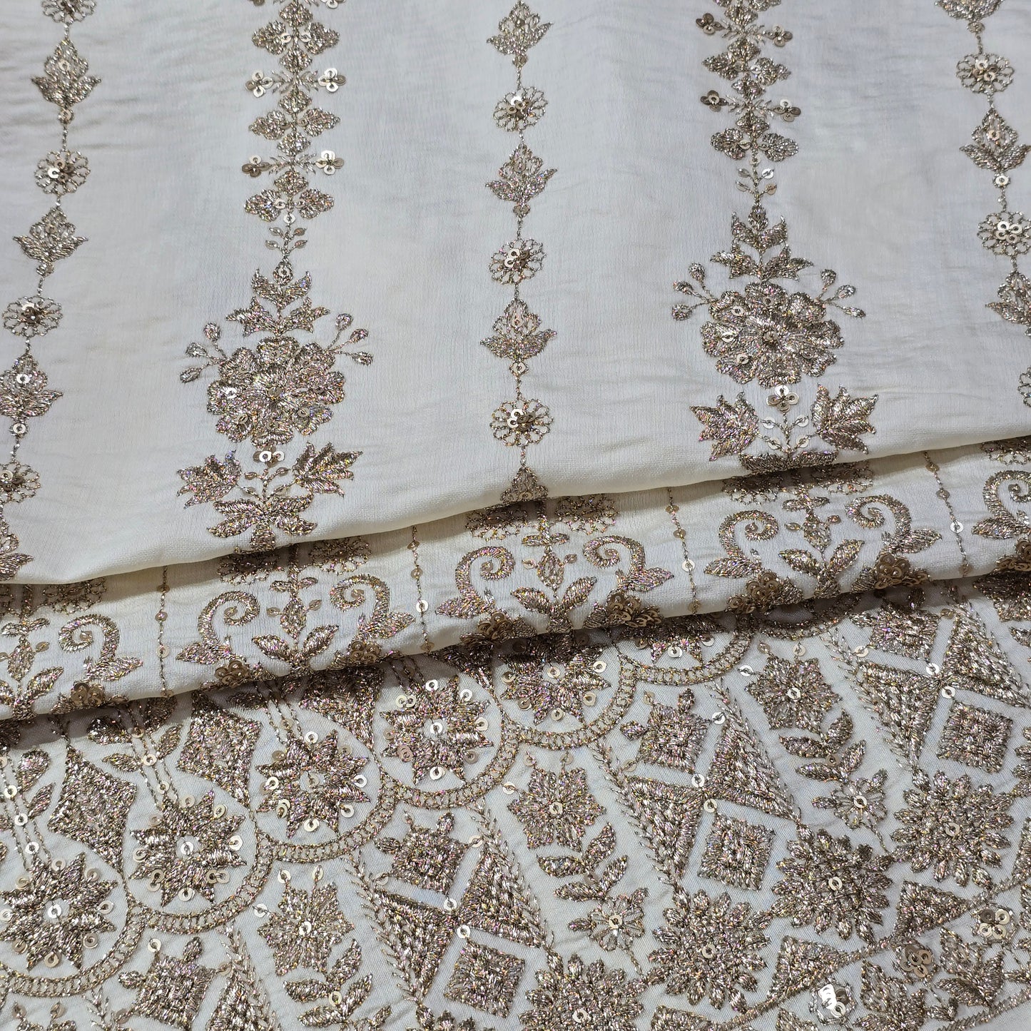 NEMSSIS CREAM EMBROIDERED SHERWANI FABRIC