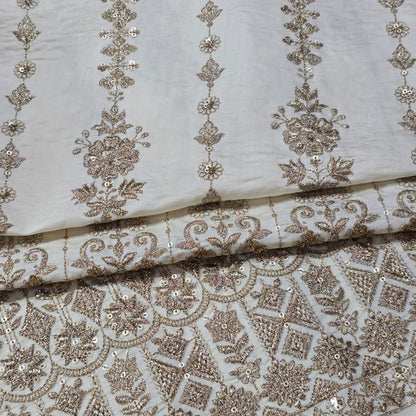 NEMSSIS CREAM EMBROIDERED SHERWANI FABRIC