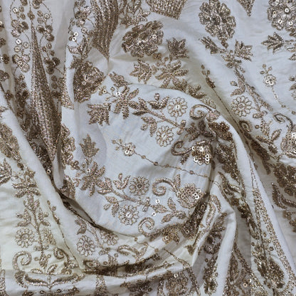NEMSSIS CREAM EMBROIDERED SHERWANI FABRIC