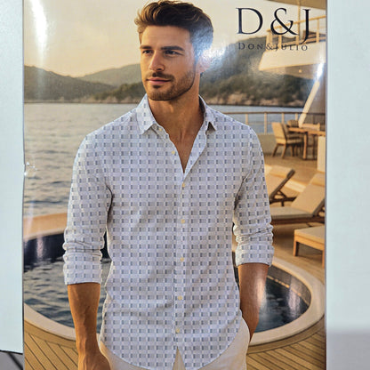 D&J SKY BLUE PRINTED SHIRTING