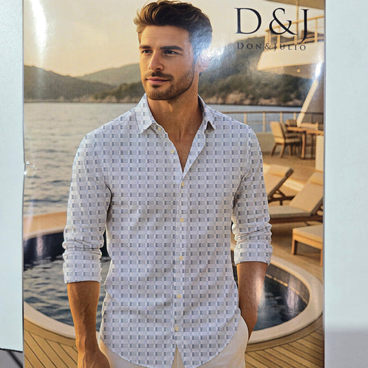 D&J SKY BLUE PRINTED SHIRTING