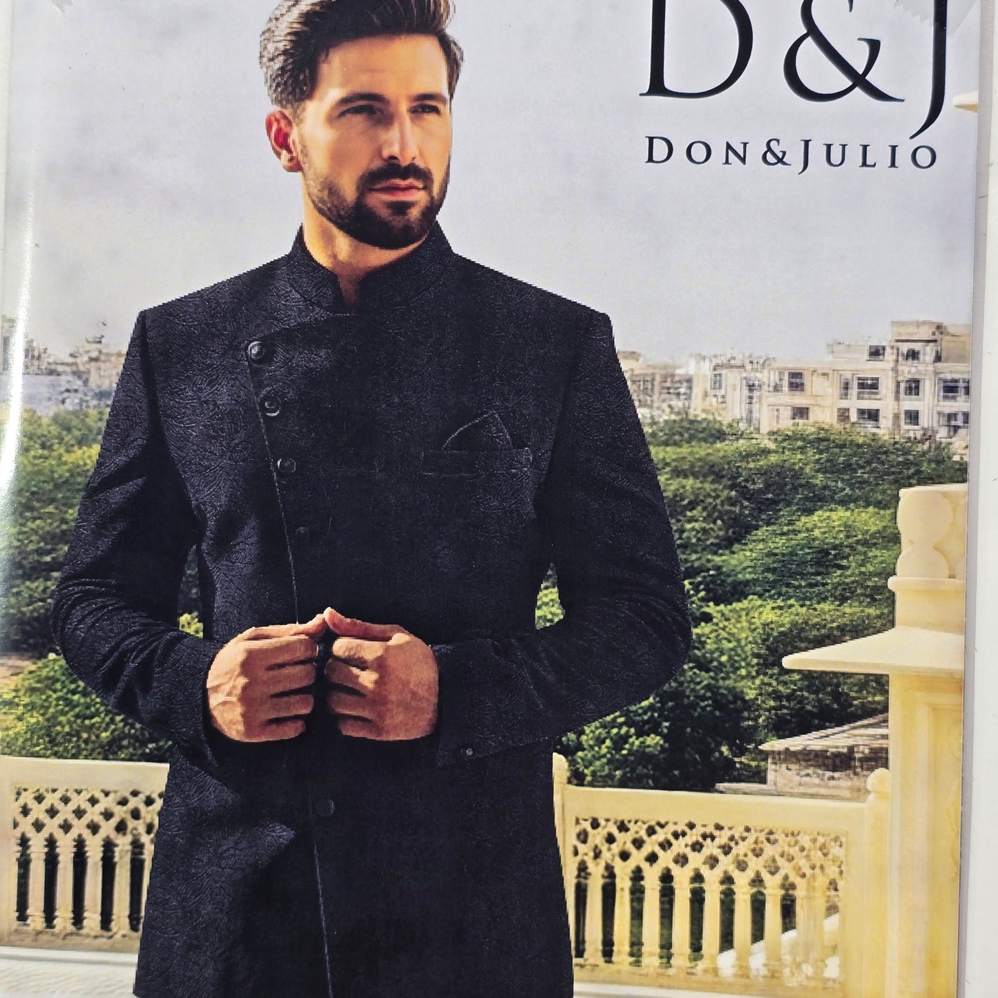 D&J BLACK EMBROIDERED TUXEDI WEAR FABRIC