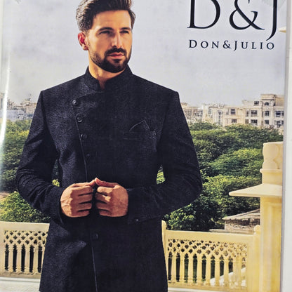 D&J BLACK EMBROIDERED TUXEDI WEAR FABRIC