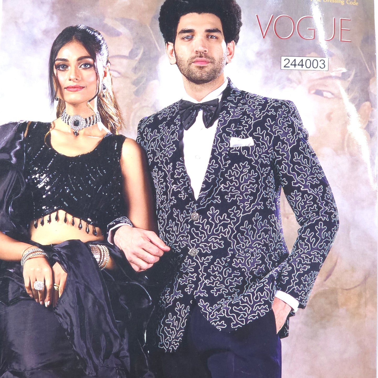 MITVA JAPANESE NAVY BLUE EMBROIDRED FABRIC