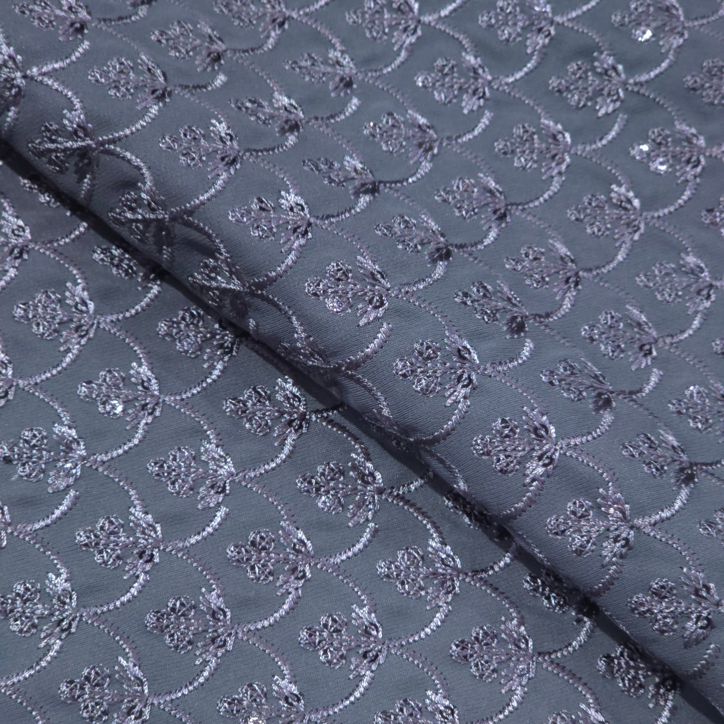 D&J GREY EMBROIDRED FABRIC