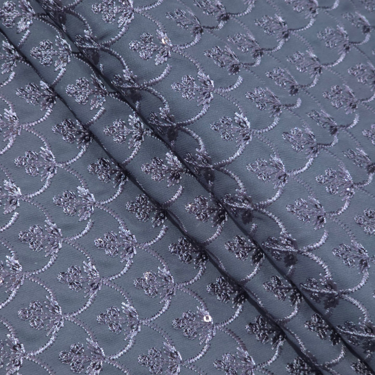 D&J GREY EMBROIDRED FABRIC