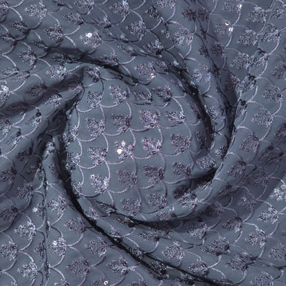 D&J GREY EMBROIDRED FABRIC