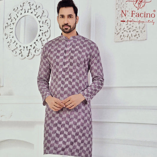 LILAC EMBROIDERED KURTA FABRIC
